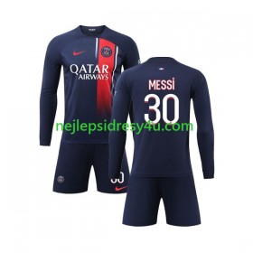 Fotbalový Dres Paris Saint-Germain PSG Lionel Messi 30 Dětské Domácí 2023/24 Dlouhý Rukáv